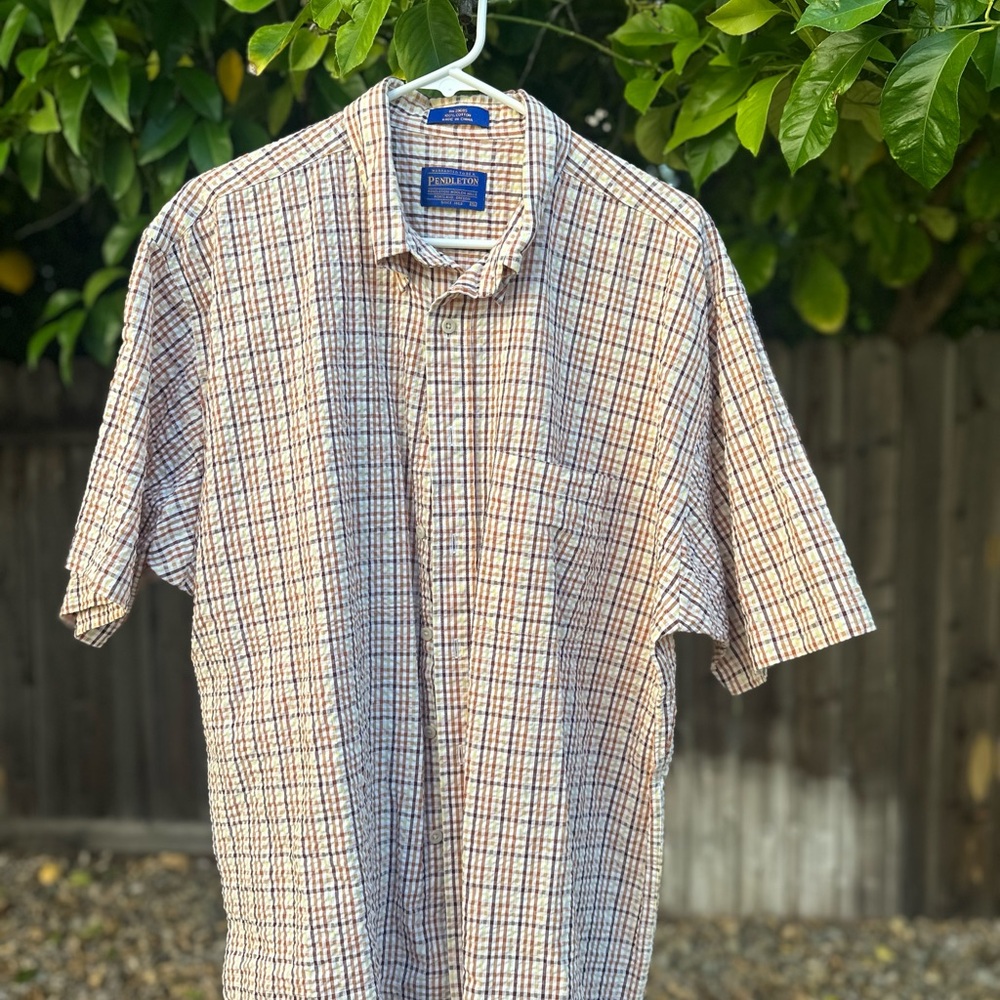 Pendleton Men's Plaid Shirt - Blue and Brown